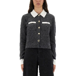 CARDIGAN WITH CONTRASTING COLLAR