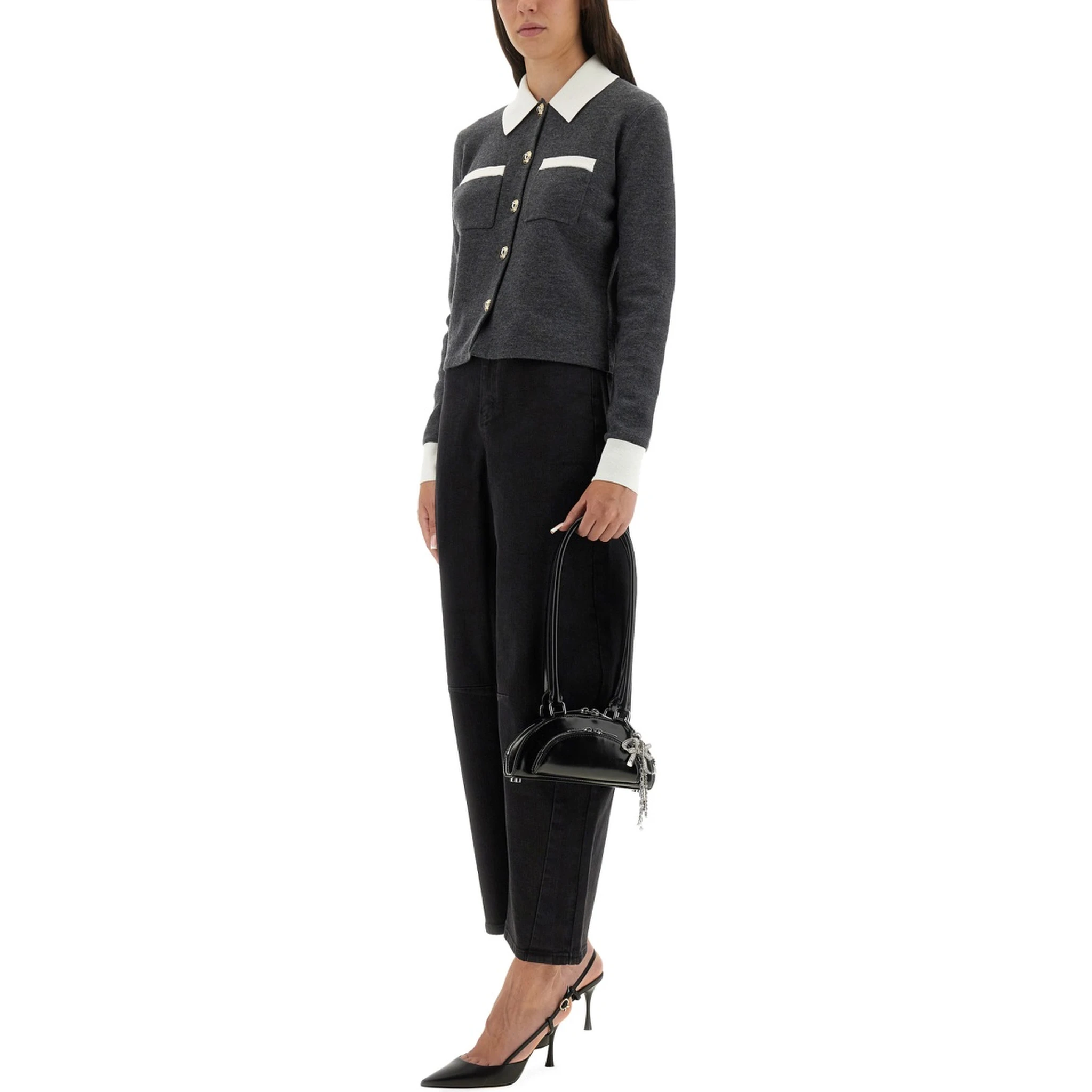 CARDIGAN WITH CONTRASTING COLLAR