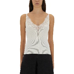 RIBBED KNIT TOP WITH LACE