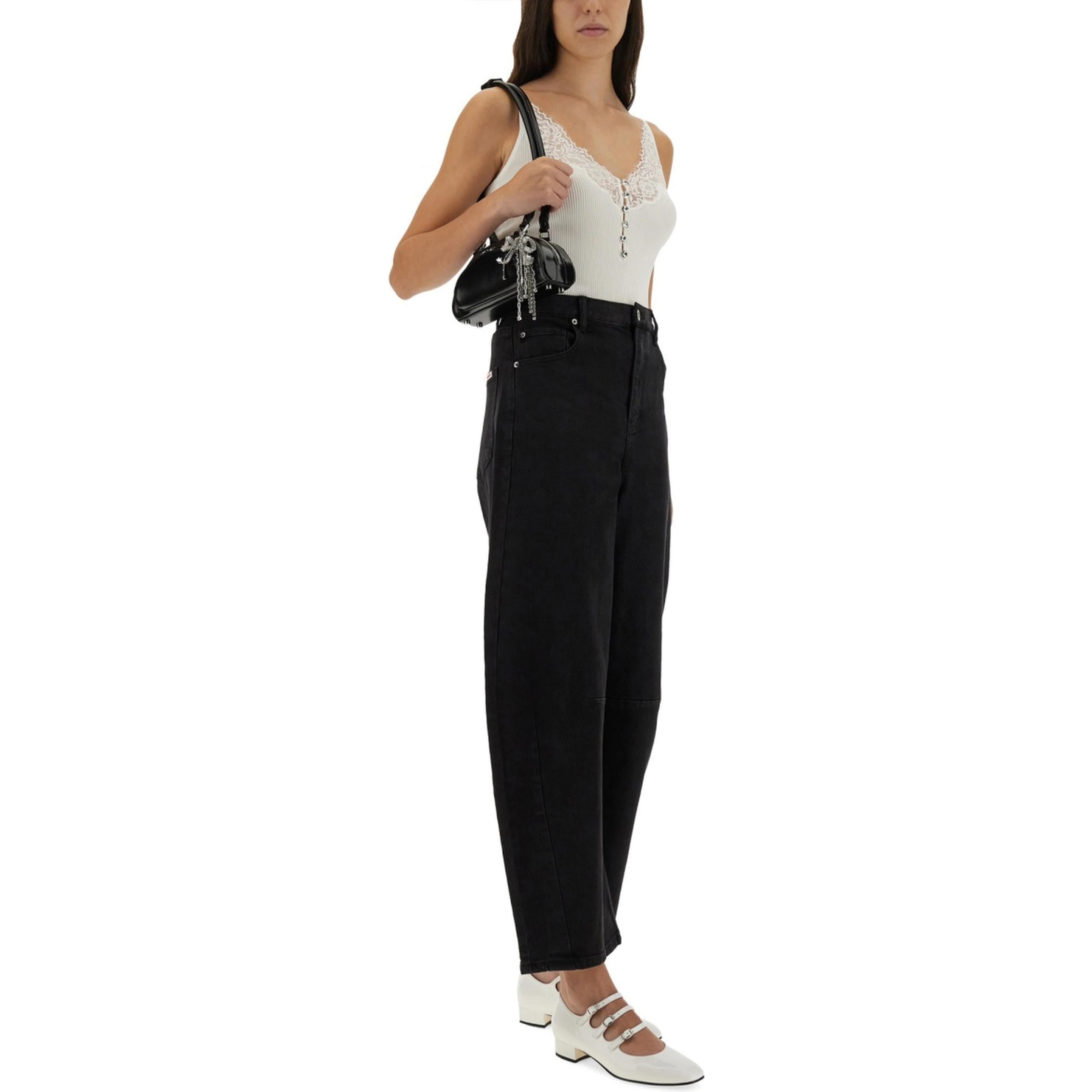 RIBBED KNIT TOP WITH LACE