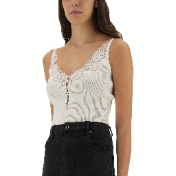 RIBBED KNIT TOP WITH LACE