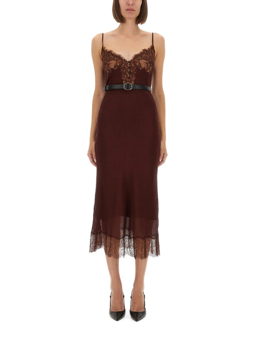 MIDI DRESS WITH LACE INSERTS