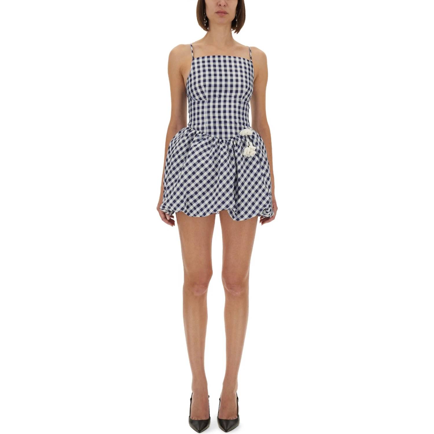 CHECKERED TAFFETA MINI DRESS