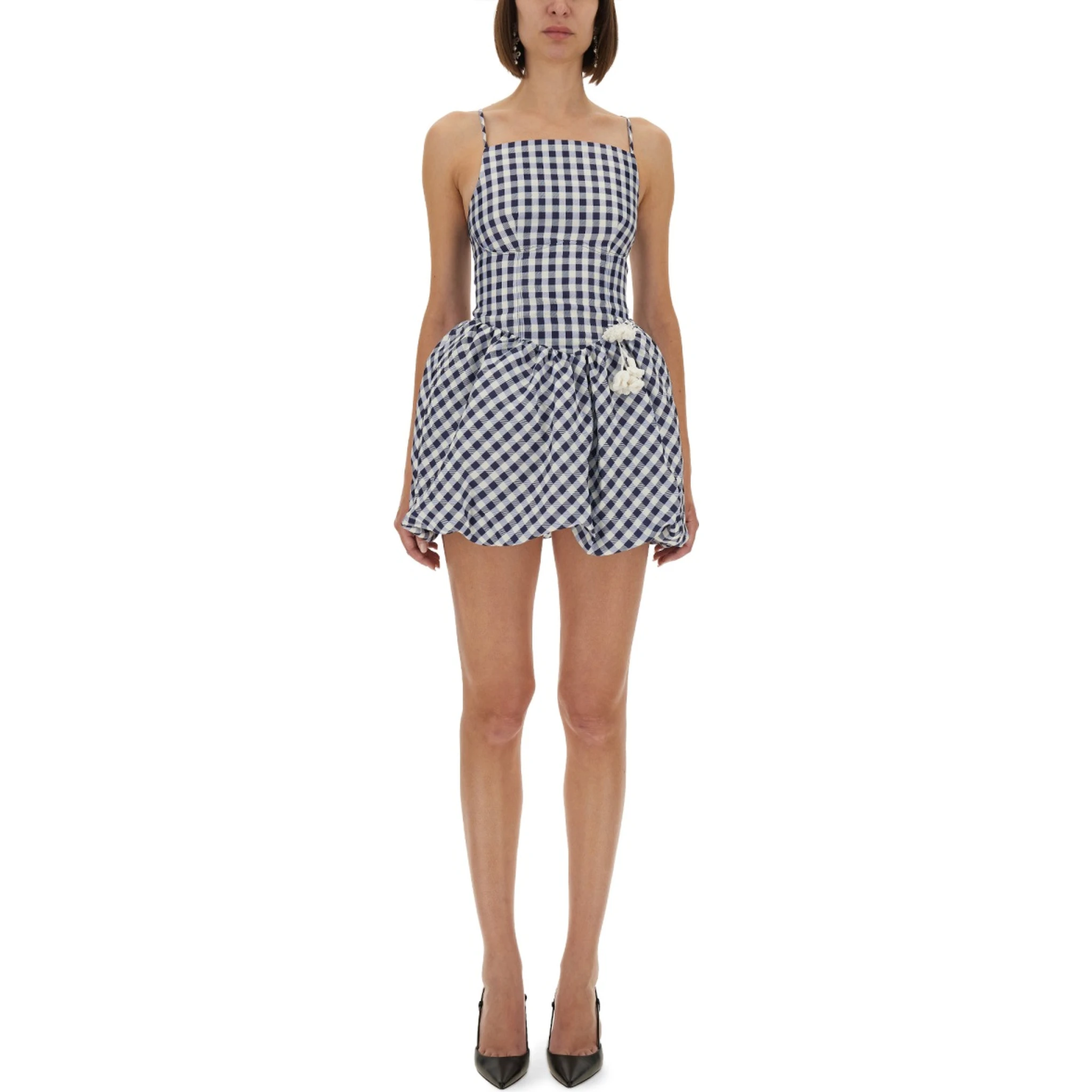 CHECKERED TAFFETA MINI DRESS