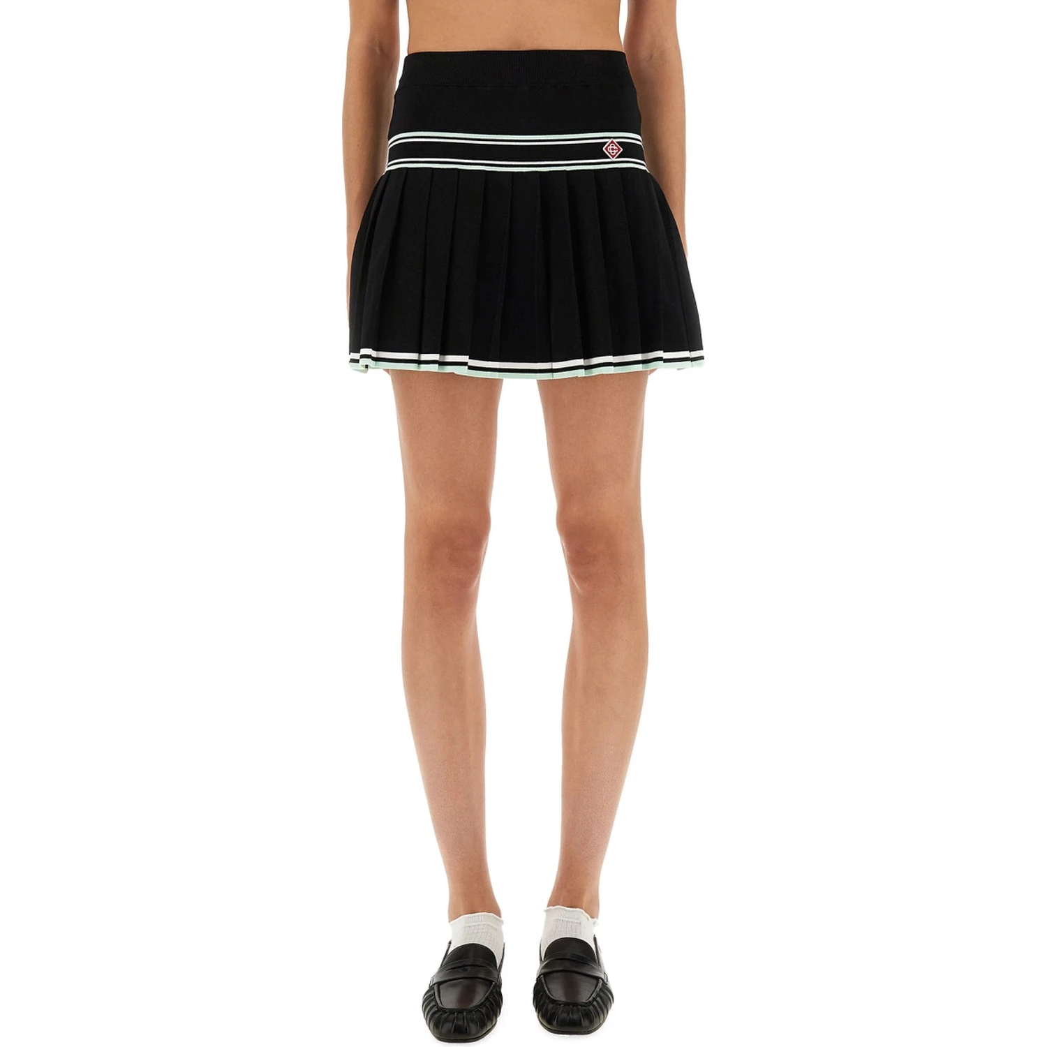 PLEATED VISCOSE MINISKIRT