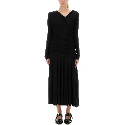 GATHERED MIDI DRESS