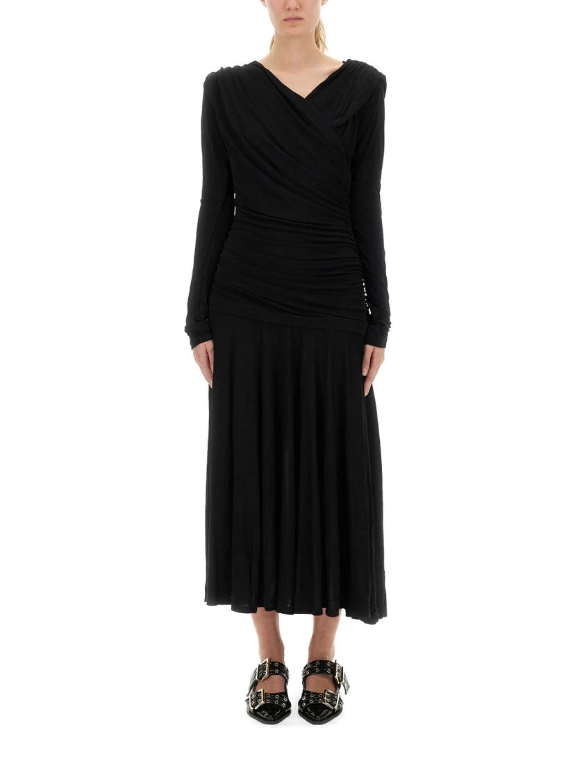 GATHERED MIDI DRESS