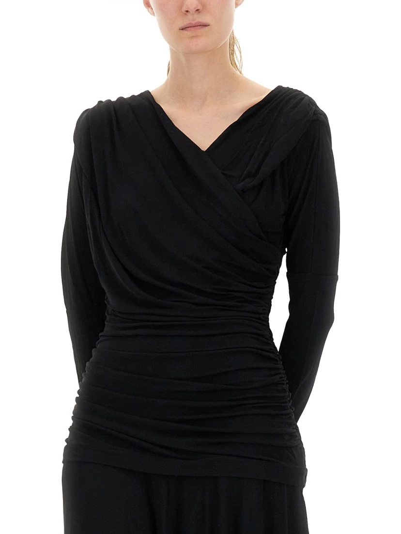 GATHERED MIDI DRESS