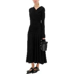 GATHERED MIDI DRESS