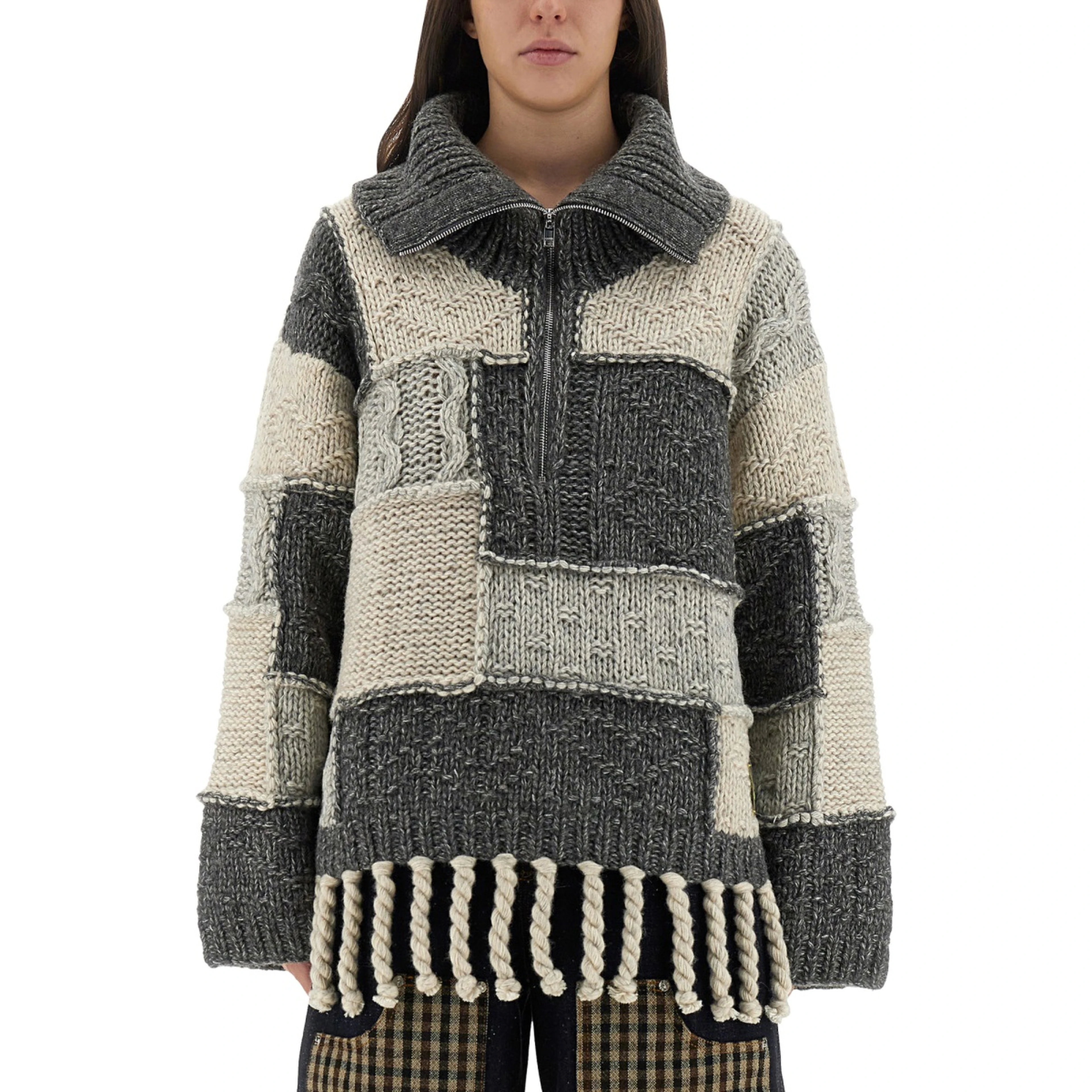 PATCHWORK JERSEY WITH BANGS