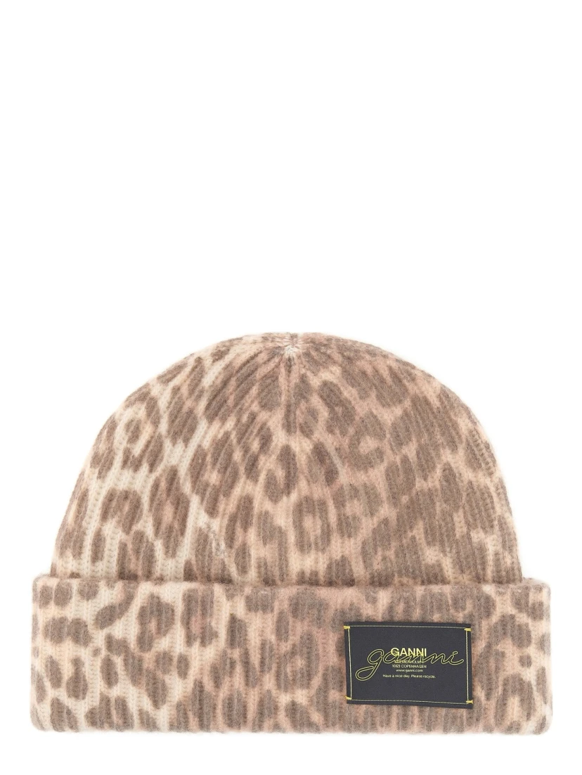 WOOL HAT WITH LEOPARD PATTERN