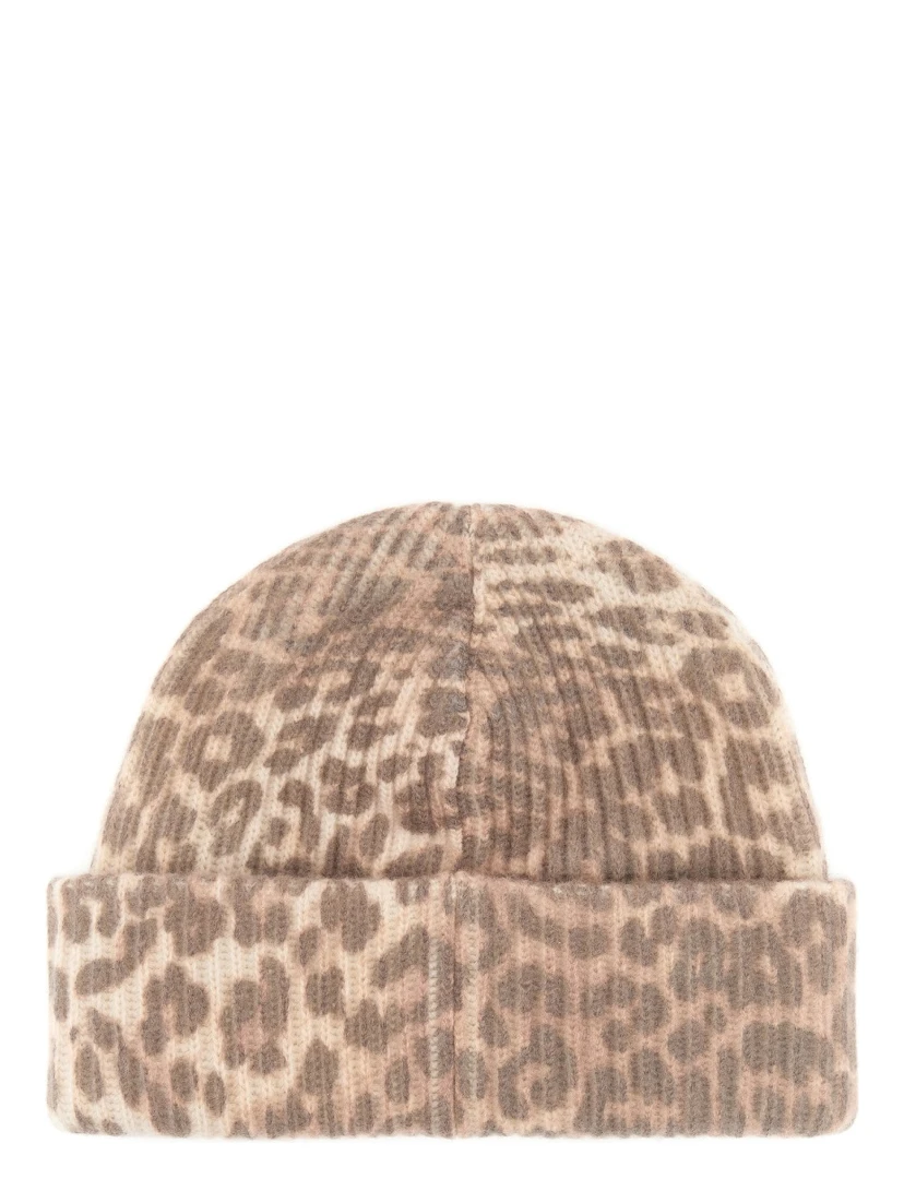 WOOL HAT WITH LEOPARD PATTERN