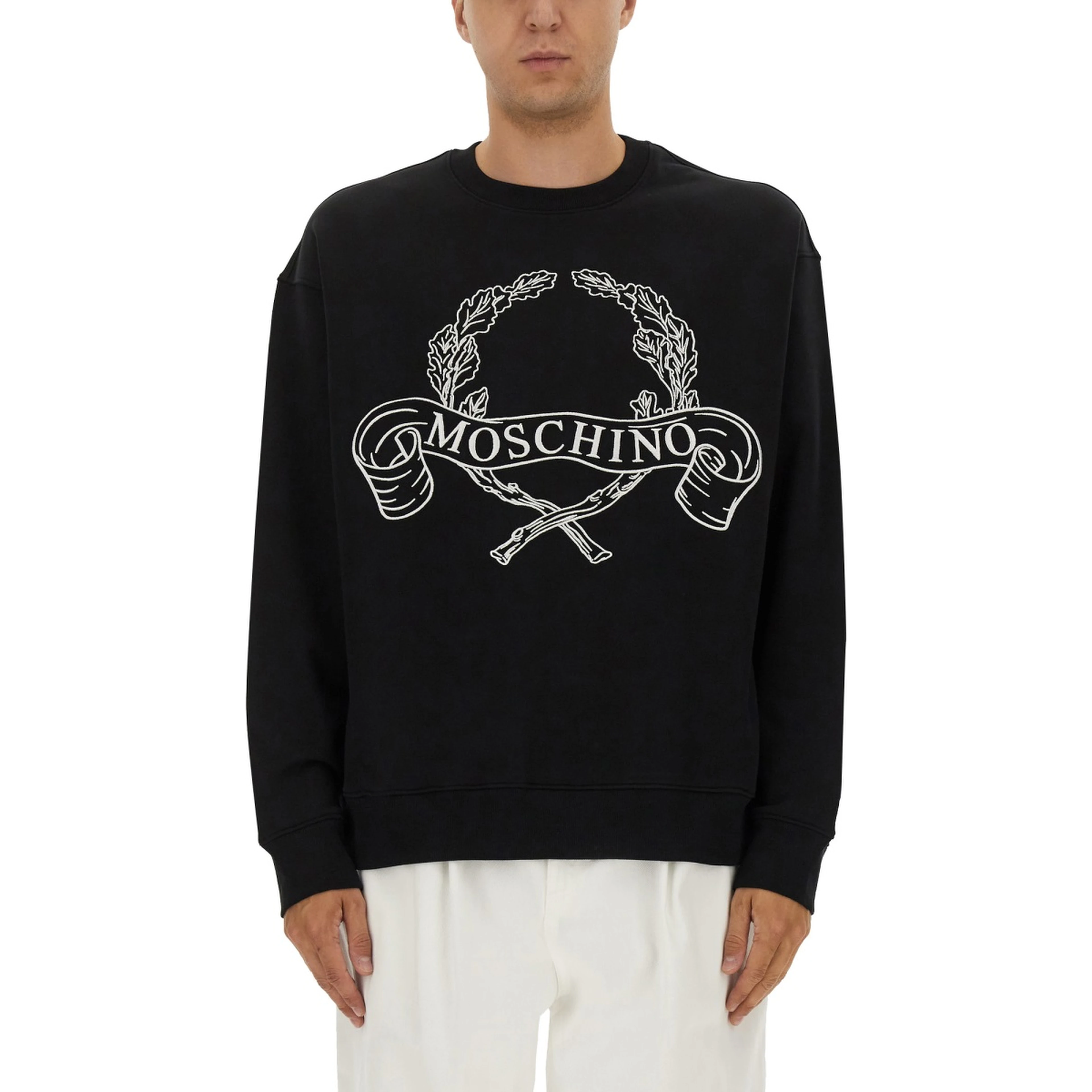 SWEATSHIRT WITH LAUREL CROWN LOGO EMBROIDERY