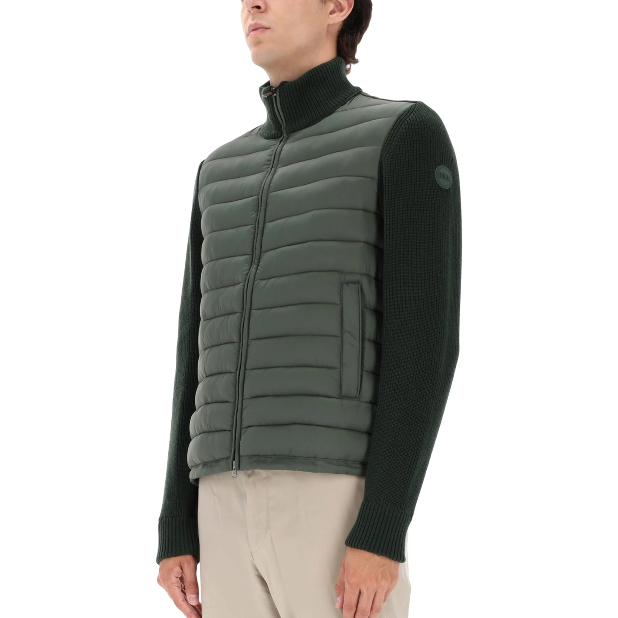 HYBRID JACKET WITH KNITTED SLEEVES