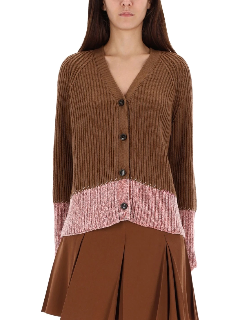 CARDIGAN WITH "COLOR BLOCK" PATTERN