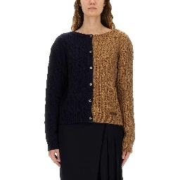 TWO-TONE ALPACA BLEND CARDIGAN