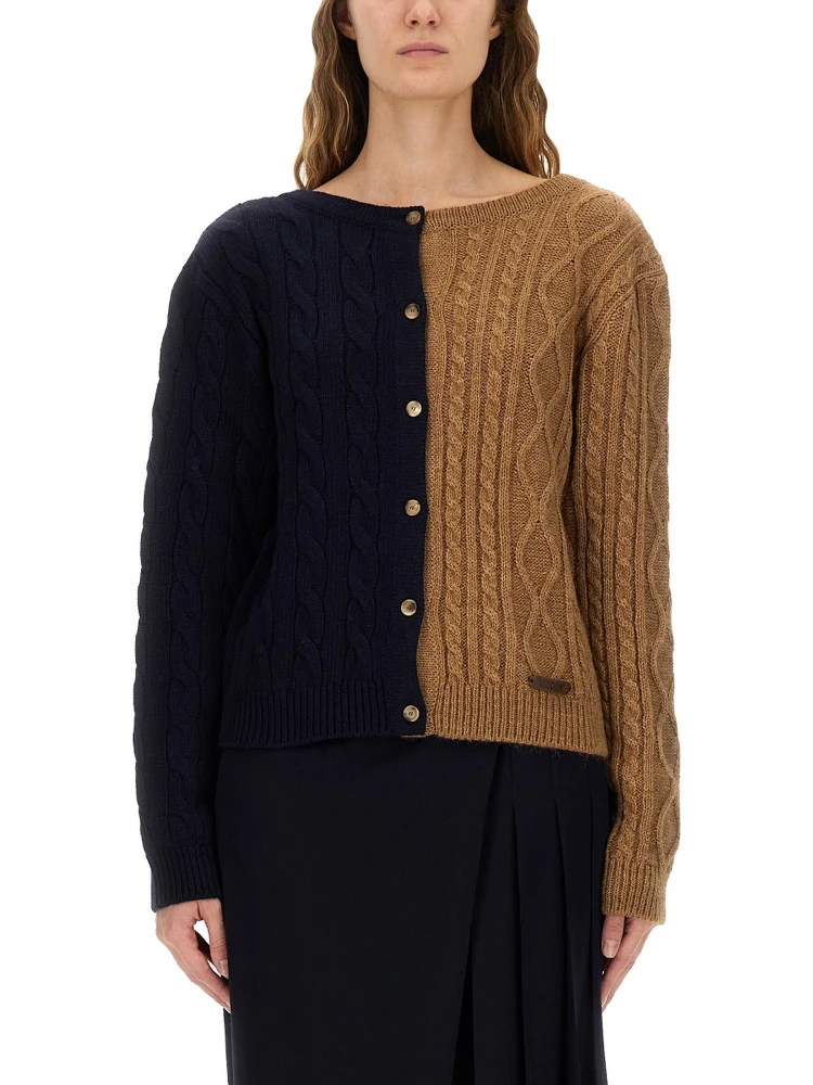 TWO-TONE ALPACA BLEND CARDIGAN