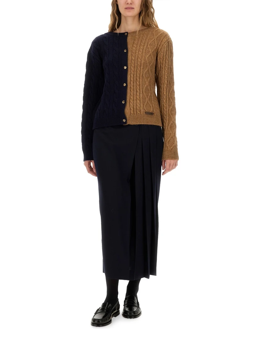 TWO-TONE ALPACA BLEND CARDIGAN