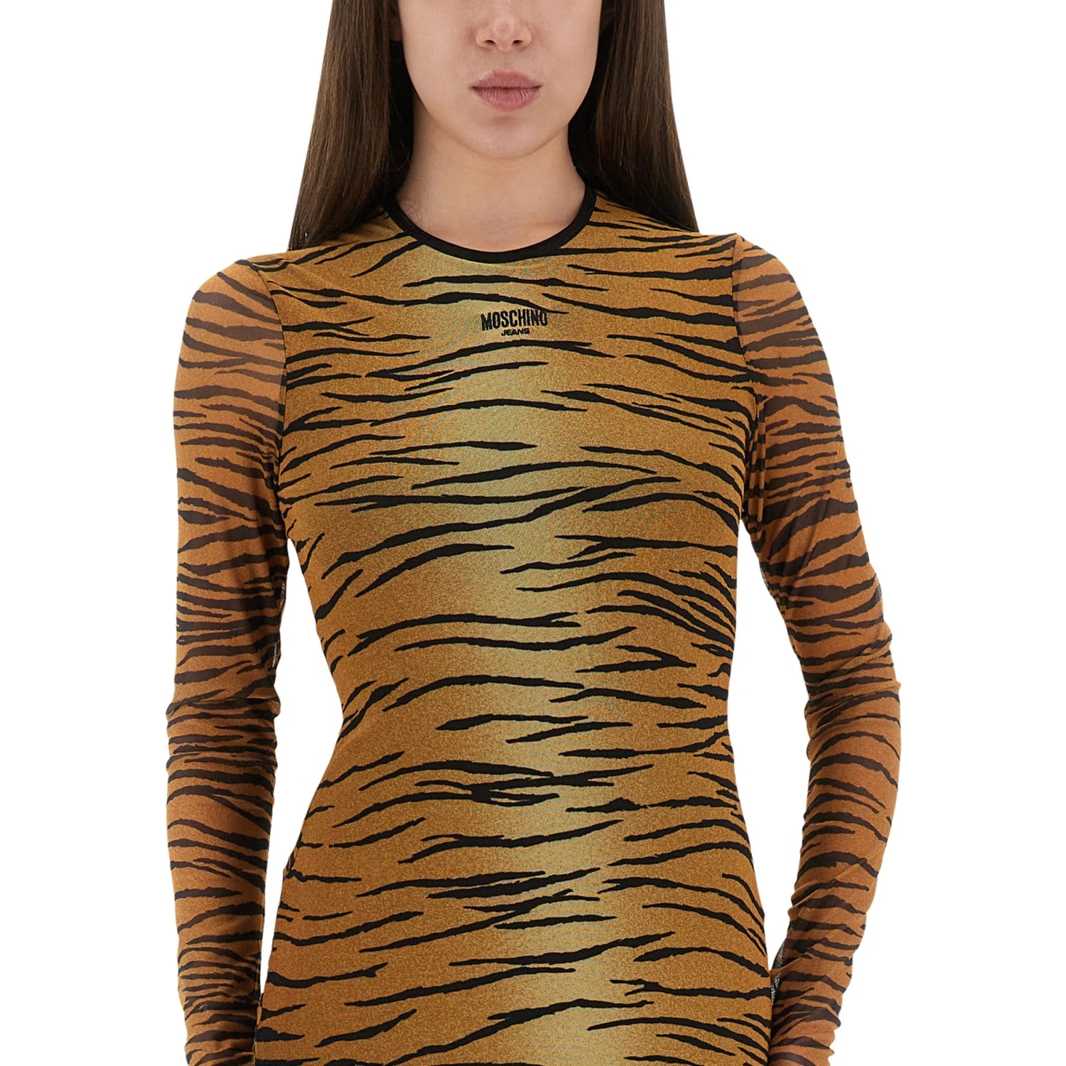 ANIMAL PRINT MESH DRESS