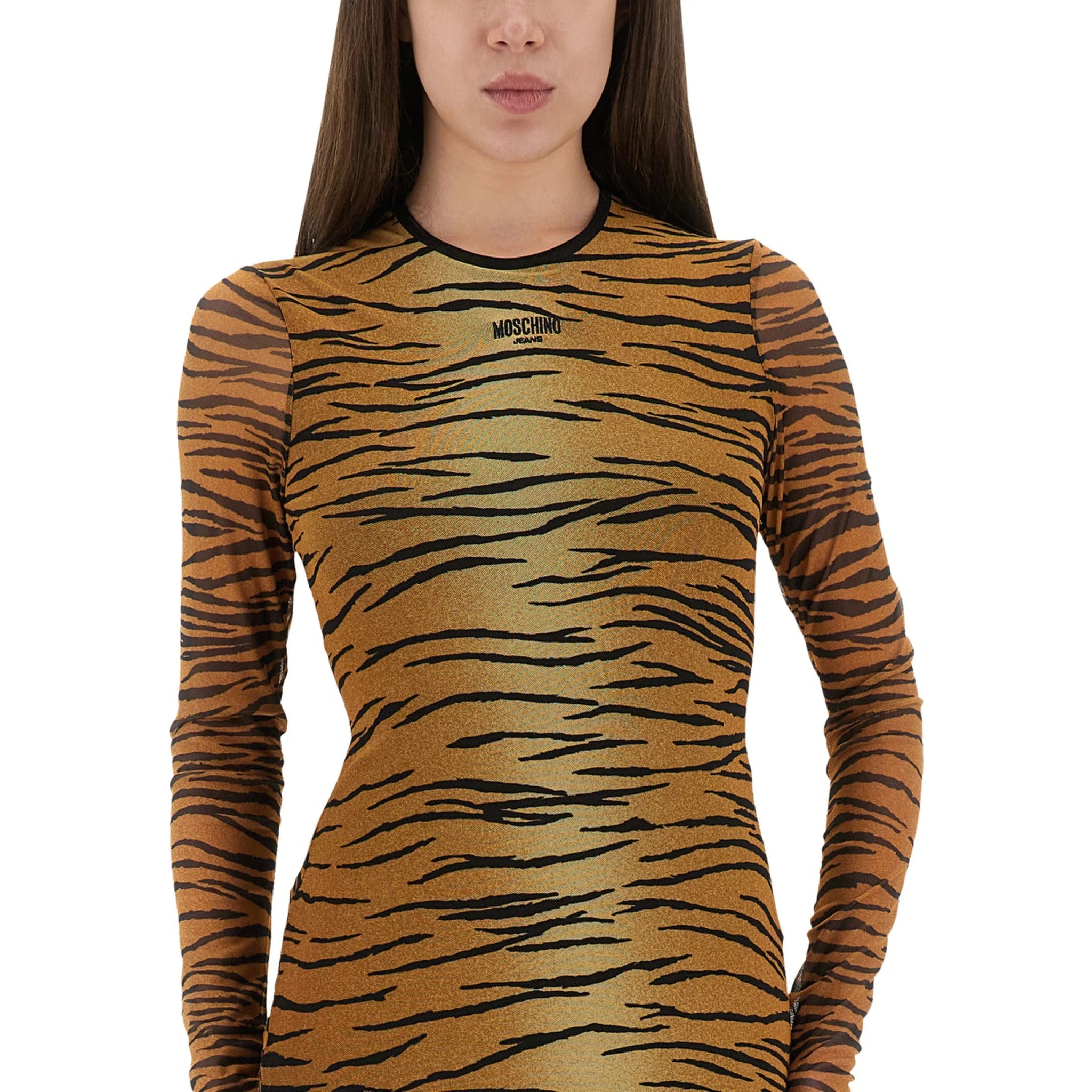 ANIMAL PRINT MESH DRESS