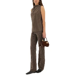 VELVET "CRINKLE" SLIM PANTS
