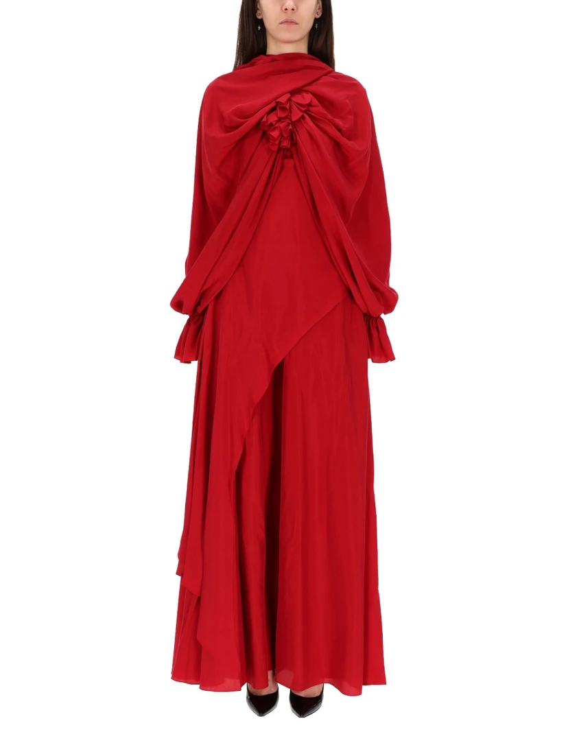 DRAPED LONG EVENING DRESS