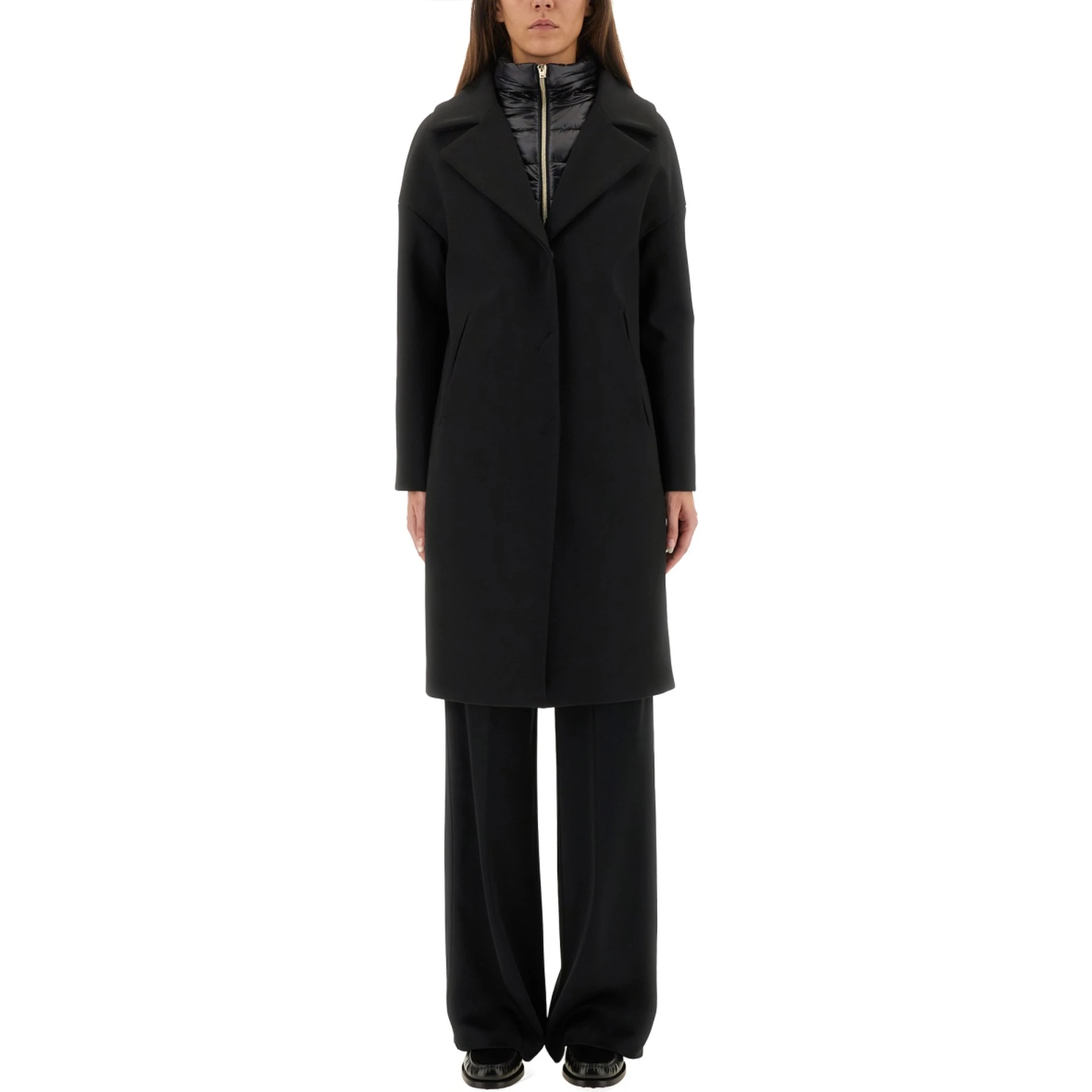 WOOL COAT WITH TECHNICAL BIB