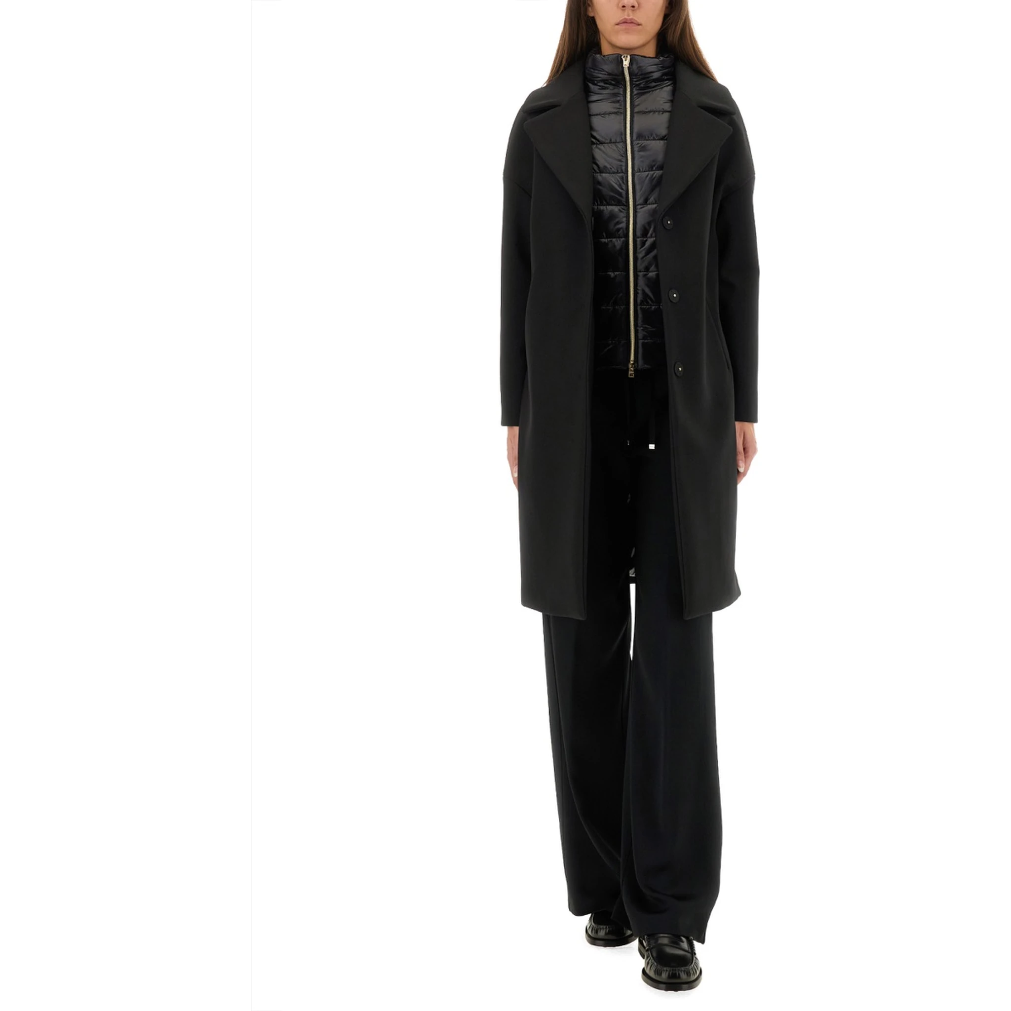 WOOL COAT WITH TECHNICAL BIB