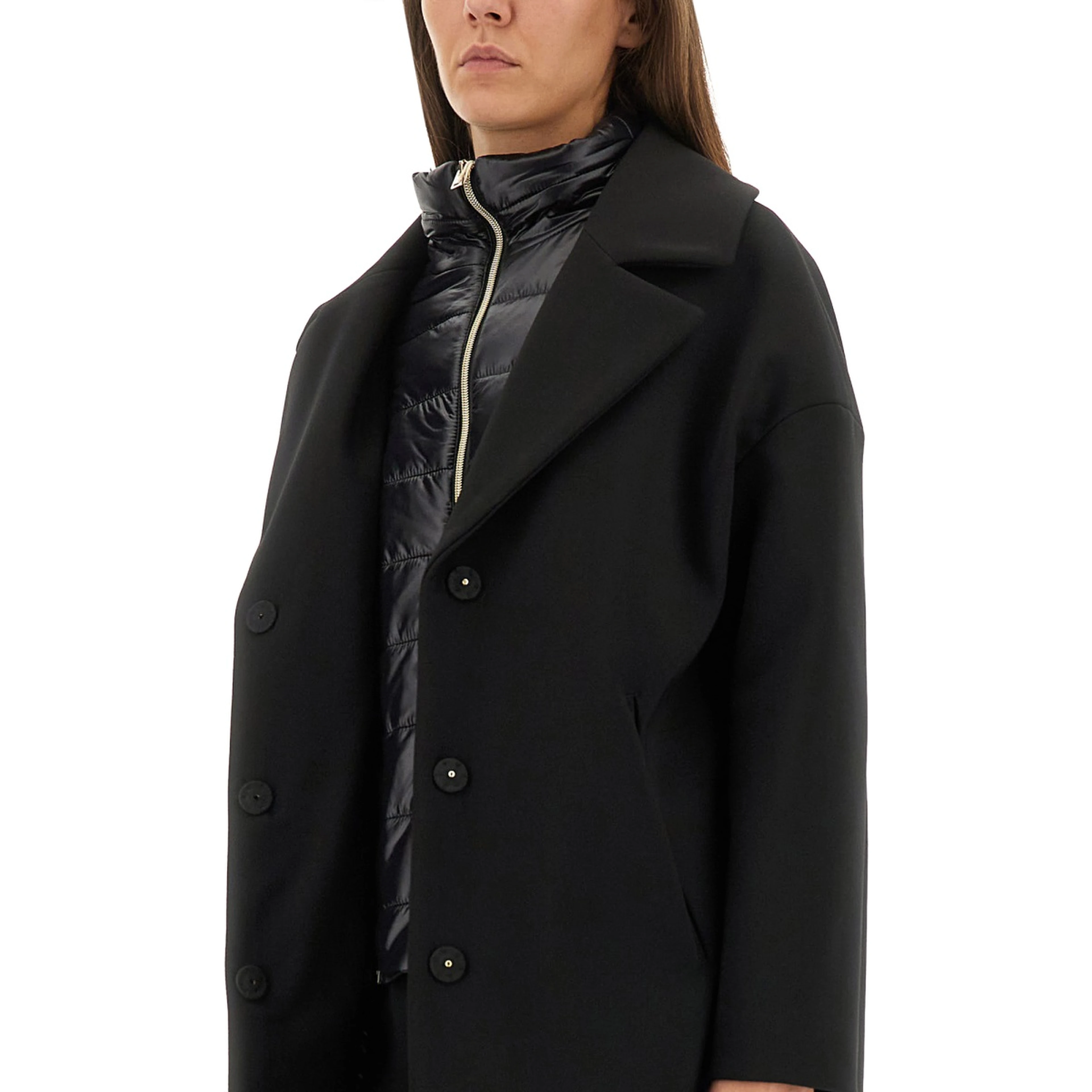 WOOL COAT WITH TECHNICAL BIB