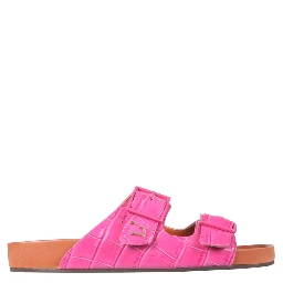 SANDALS WITH COCONUT PRINT LEATHER