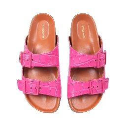 SANDALS WITH COCONUT PRINT LEATHER
