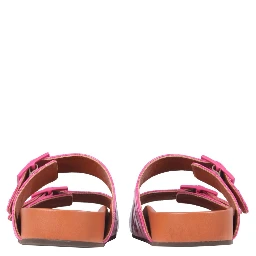 SANDALS WITH COCONUT PRINT LEATHER