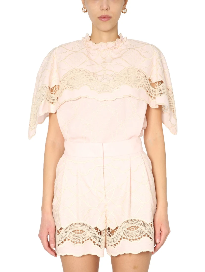 EMBROIDERED CAPE TOP