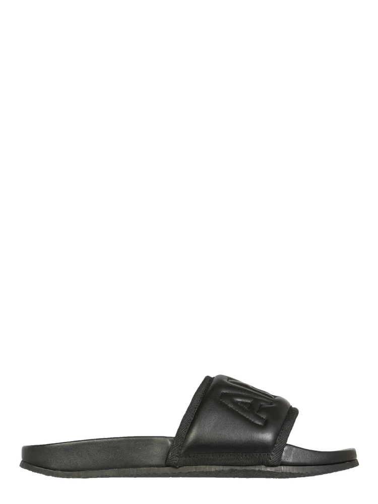 LEATHER SLIDE SANDALS