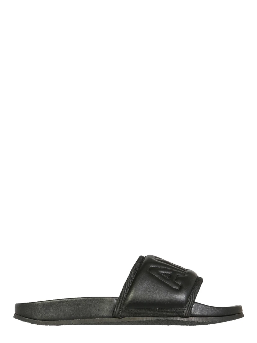 LEATHER SLIDE SANDALS