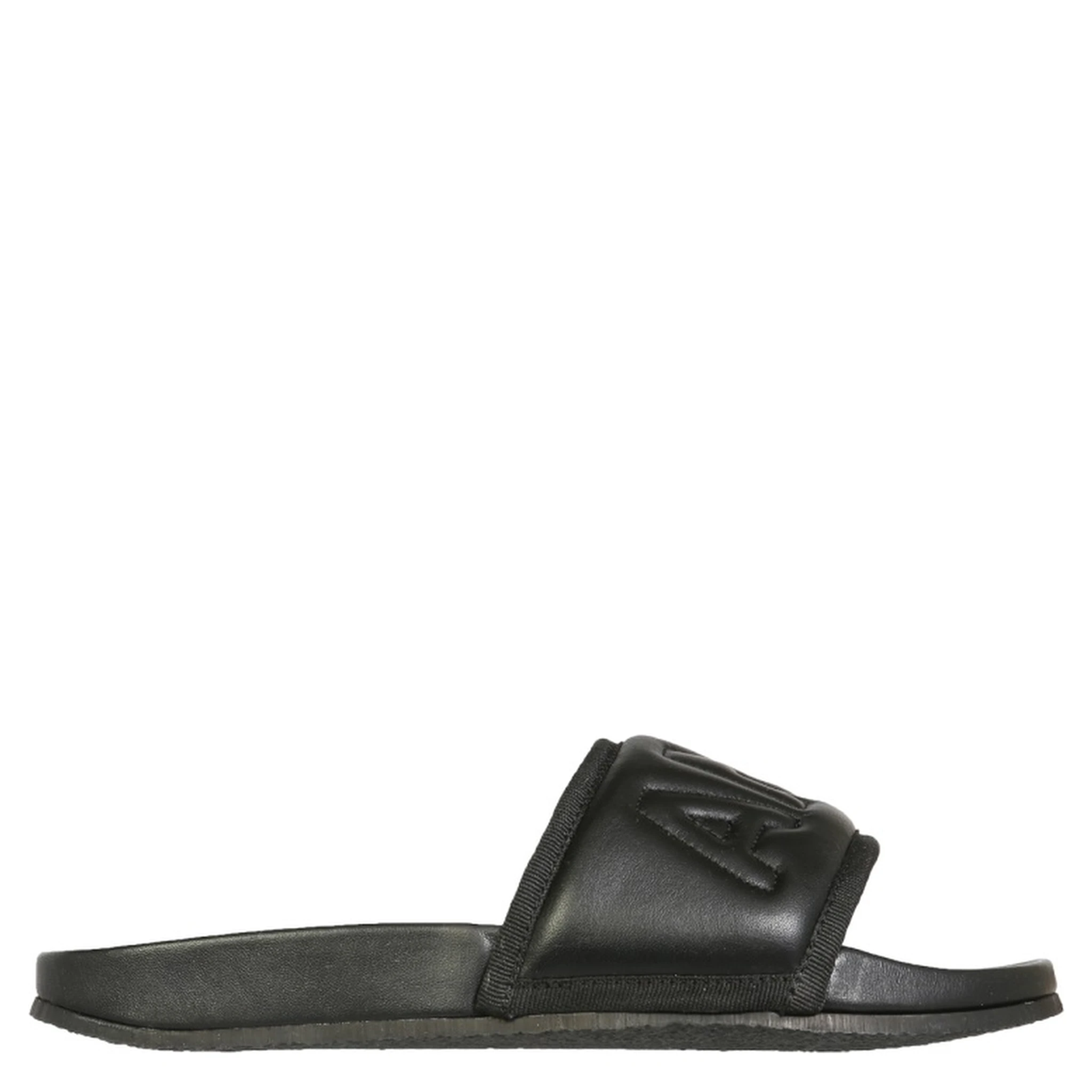 LEATHER SLIDE SANDALS