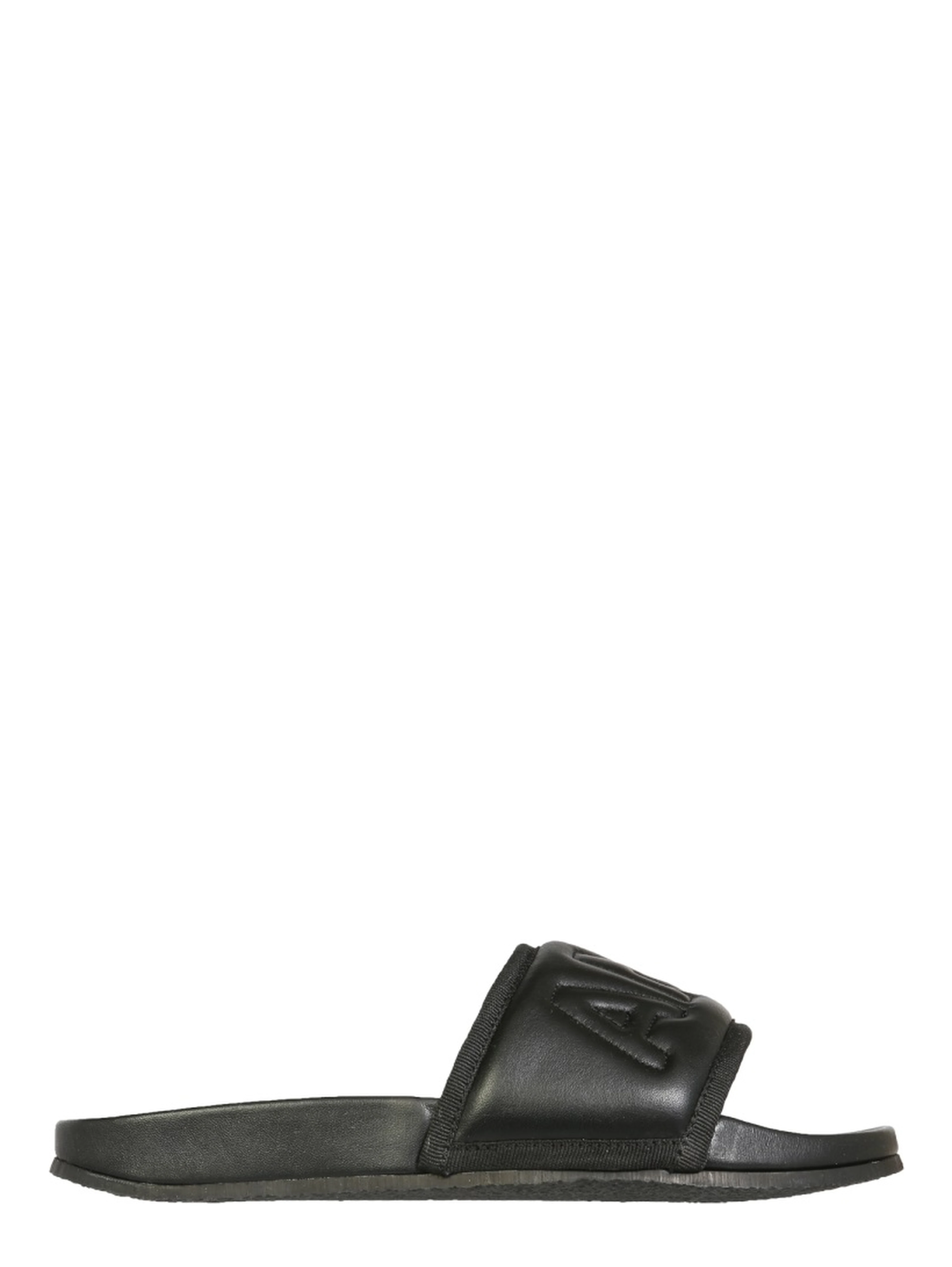 LEATHER SLIDE SANDALS