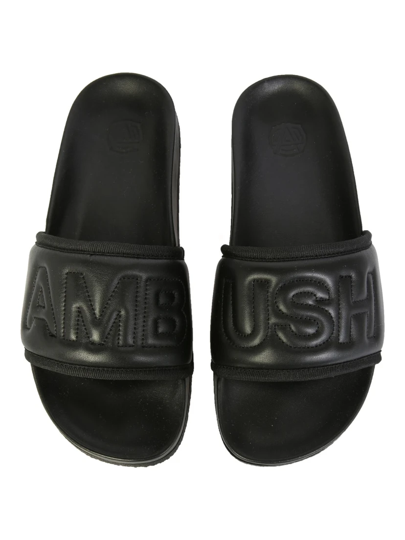 LEATHER SLIDE SANDALS