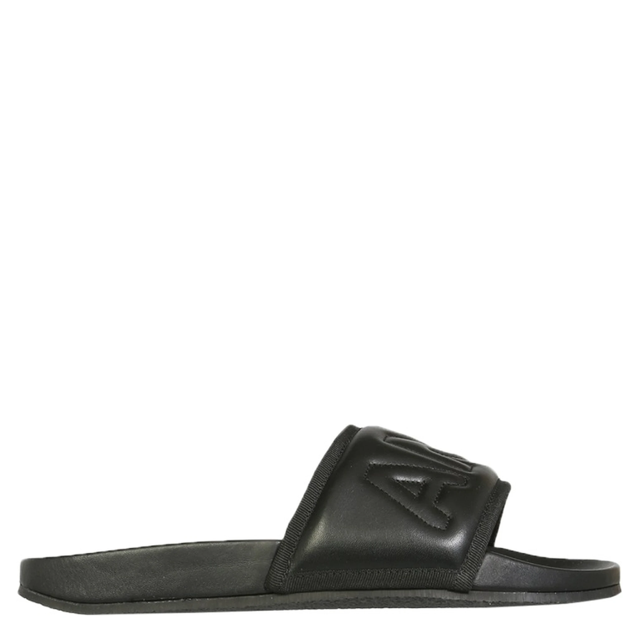 LEATHER SLIDE SANDALS