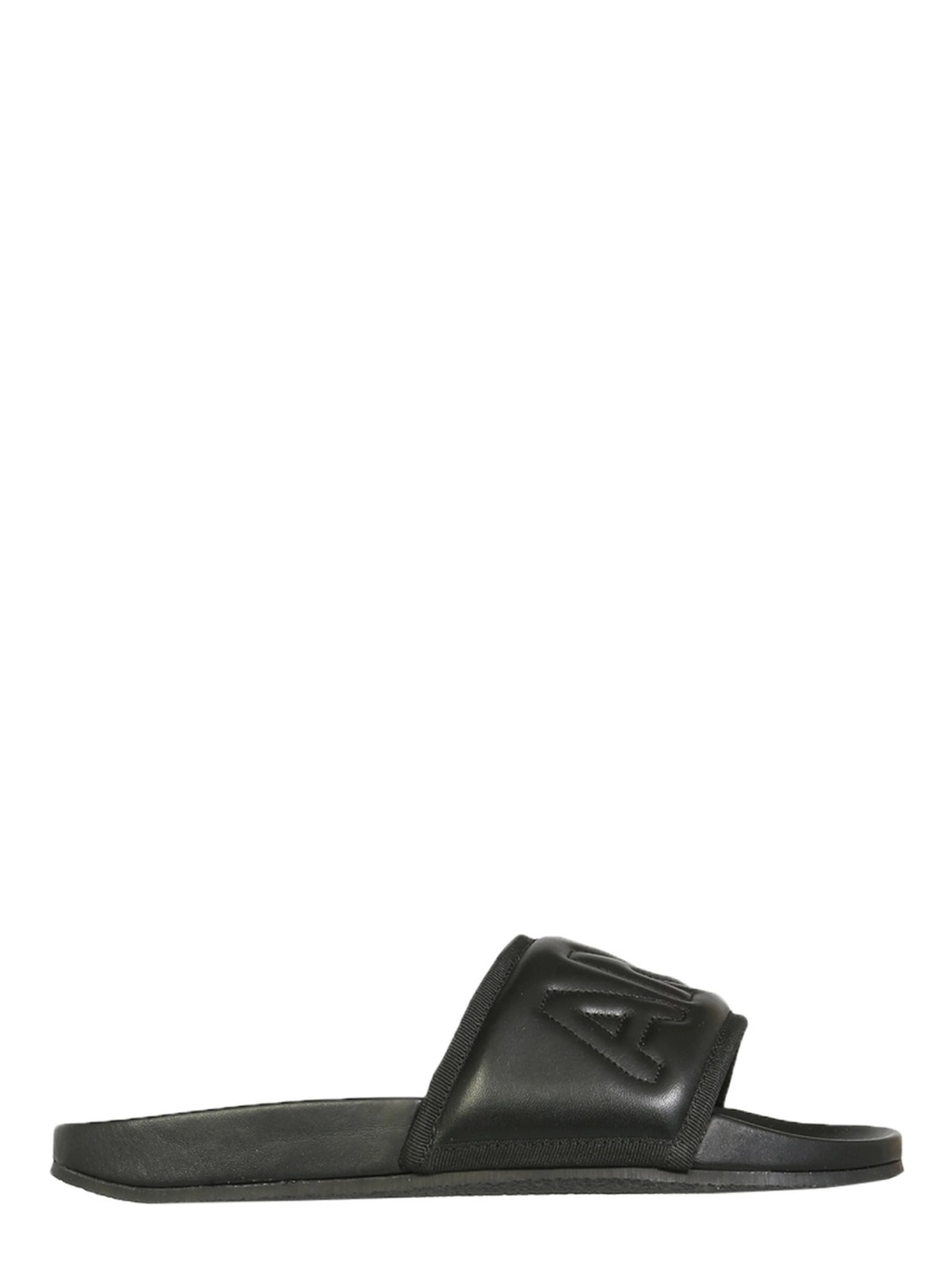 LEATHER SLIDE SANDALS