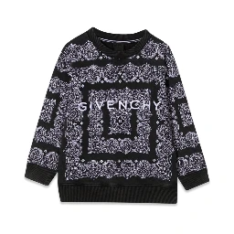 CREWNECK SWEATSHIRT PATTERNED PRINT AND LOGO