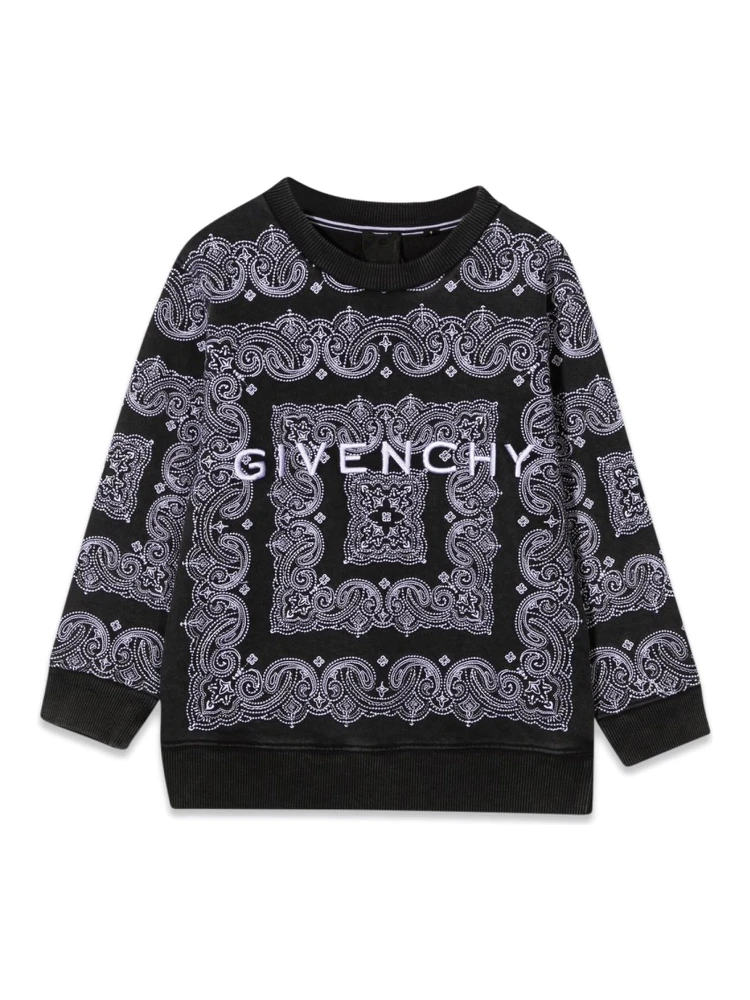 CREWNECK SWEATSHIRT PATTERNED PRINT AND LOGO