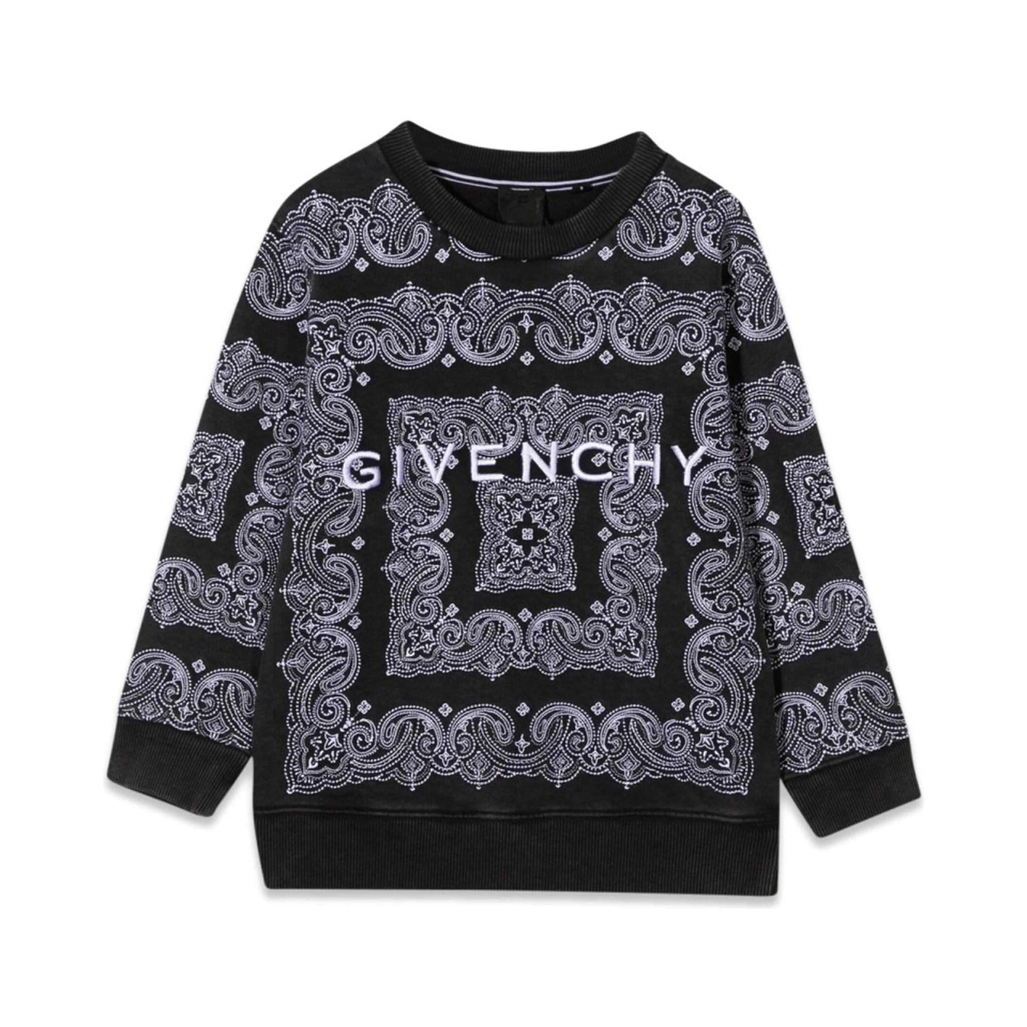 CREWNECK SWEATSHIRT PATTERNED PRINT AND LOGO
