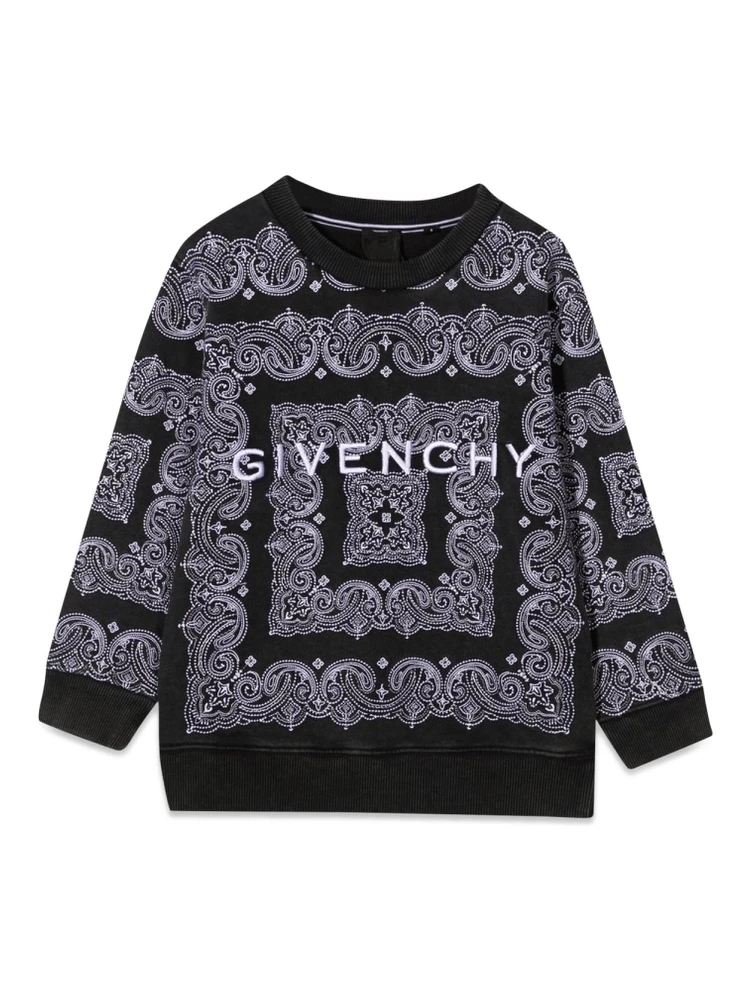 CREWNECK SWEATSHIRT PATTERNED PRINT AND LOGO
