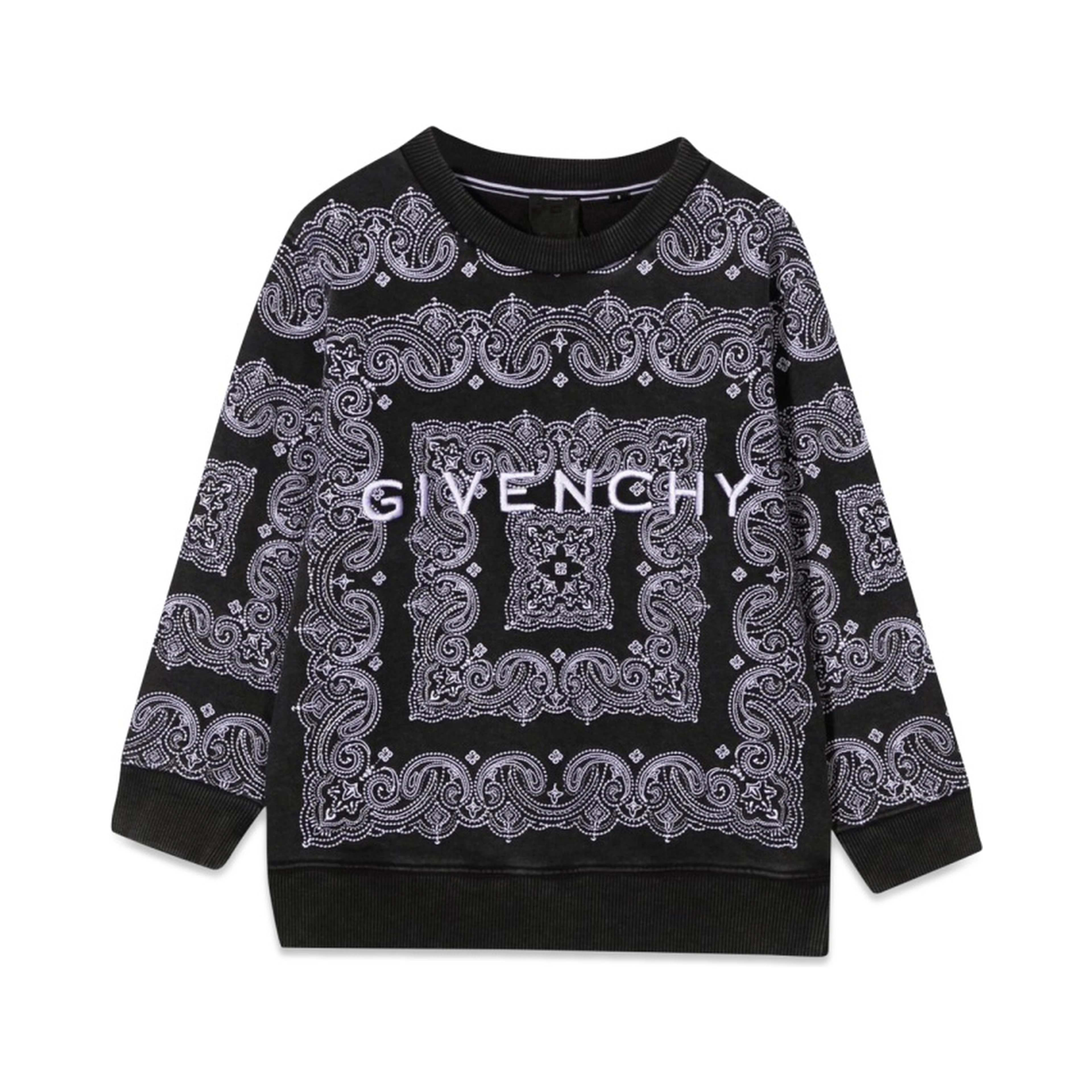 CREWNECK SWEATSHIRT PATTERNED PRINT AND LOGO
