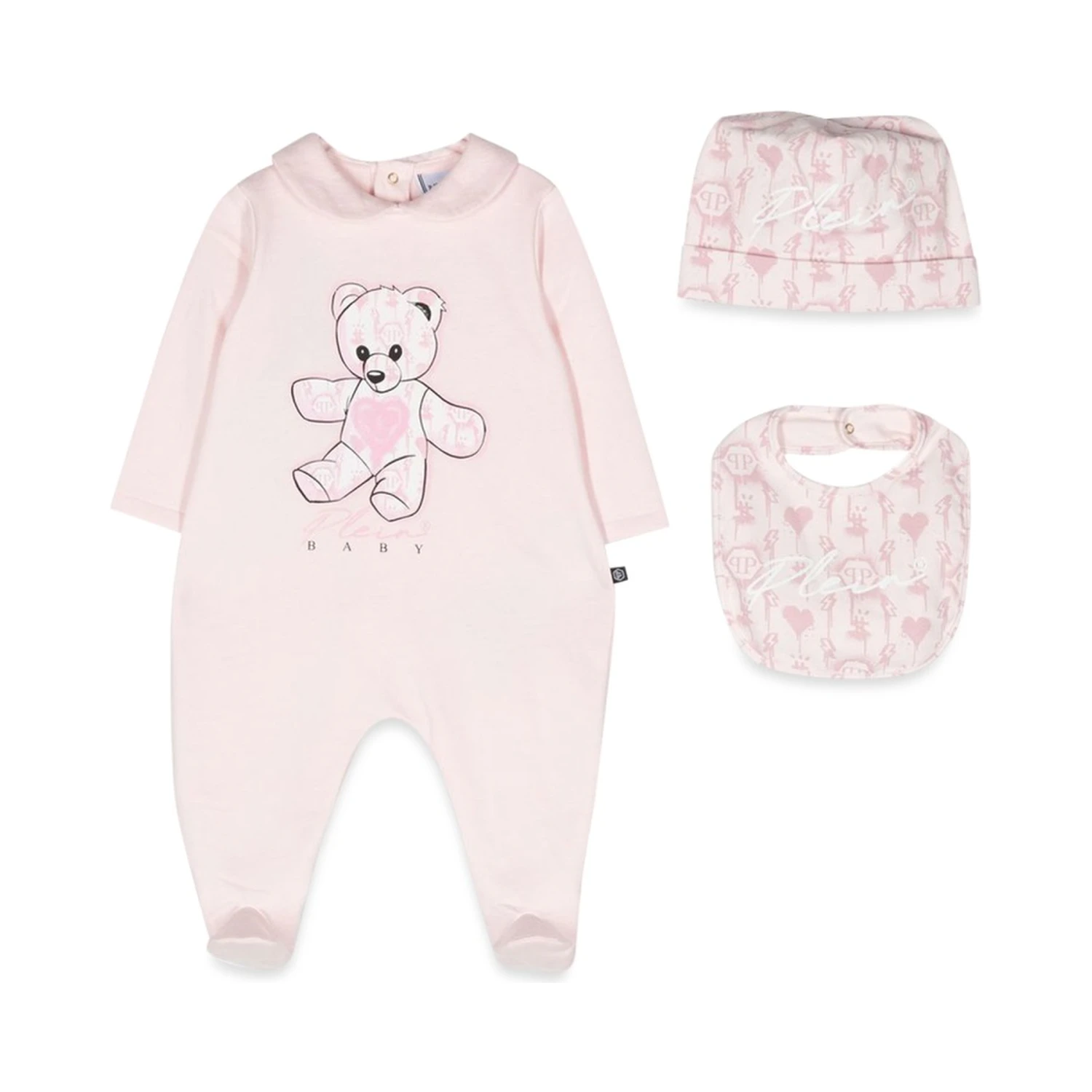 ROMPER, BIB AND BONNET
