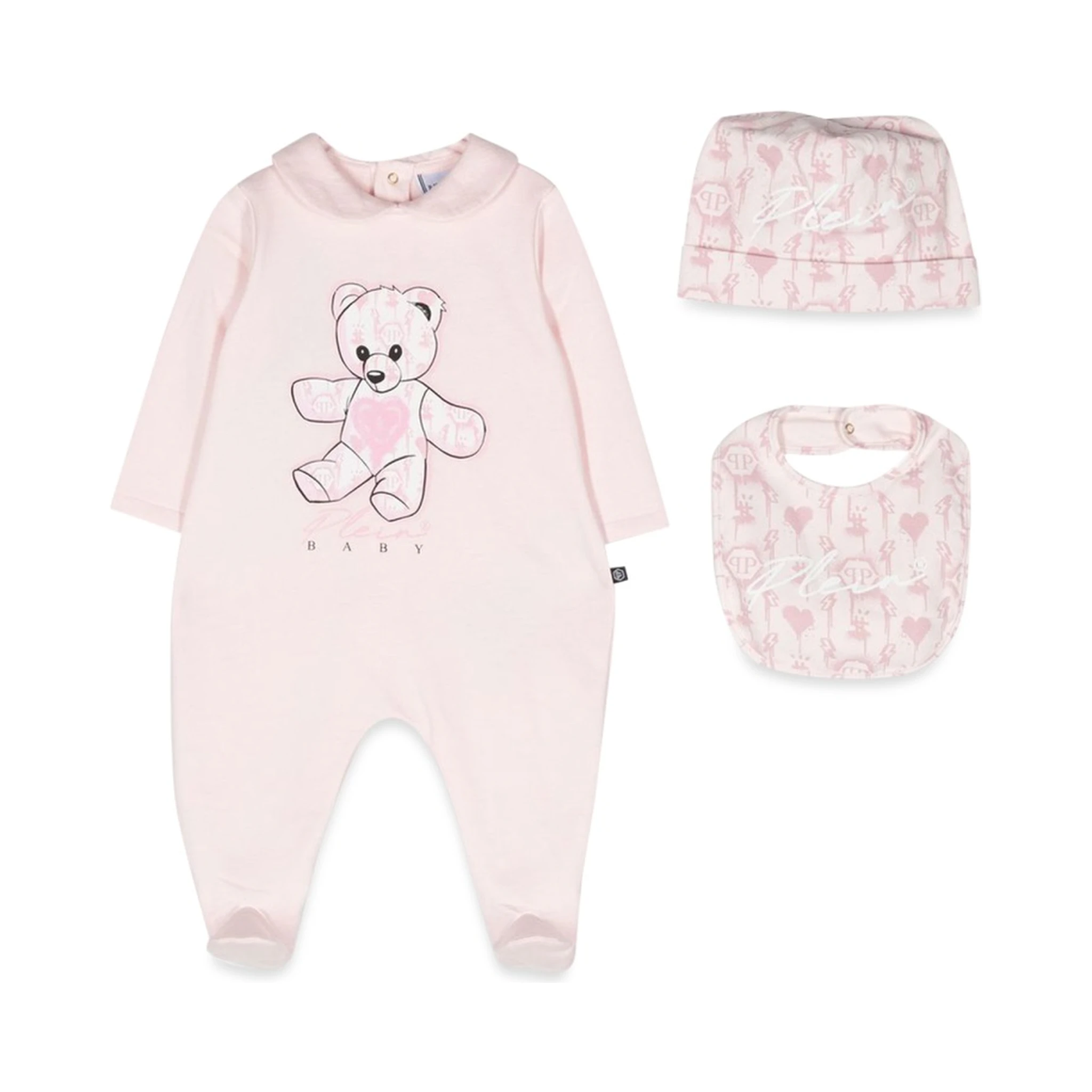 ROMPER, BIB AND BONNET