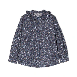 M/L SHIRT FLOWERS AND RUFFLE COLLAR
