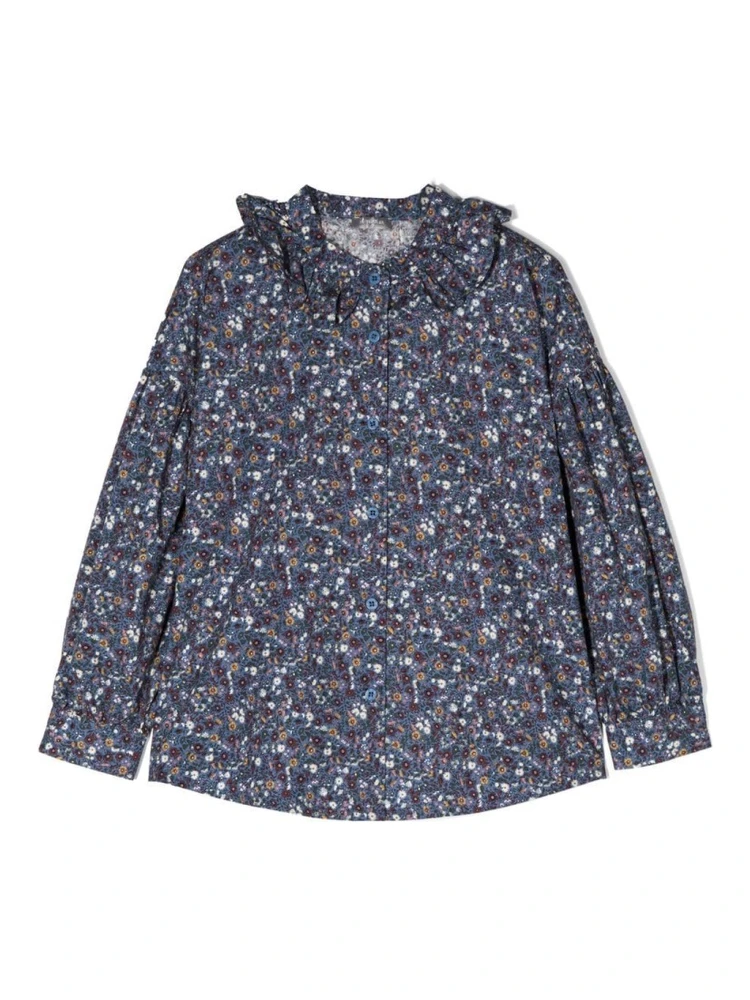 M/L SHIRT FLOWERS AND RUFFLE COLLAR