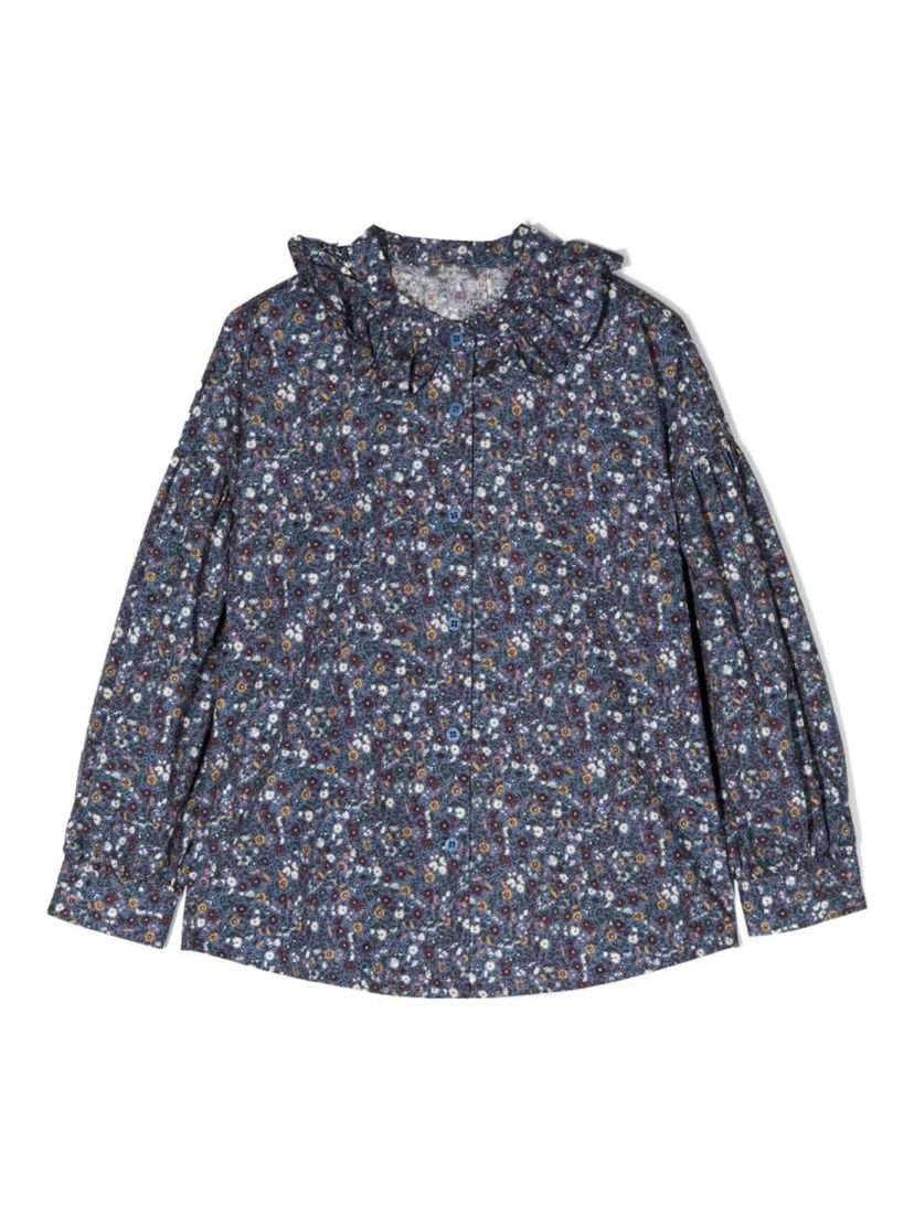 M/L SHIRT FLOWERS AND RUFFLE COLLAR